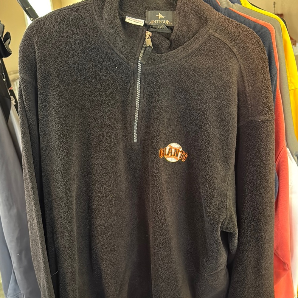 Antigua Black Zip Up Sweater with Stand-Up Collar MOB GIANTS